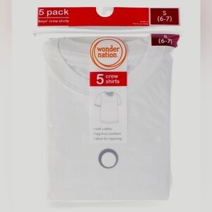 Wonder Nation Boys' White Crew Neck Shirts - 5 Pack